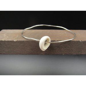 7" Sterling Silver Odd Shape Shell Bangle Bracelet Vintage Elegant Beautiful